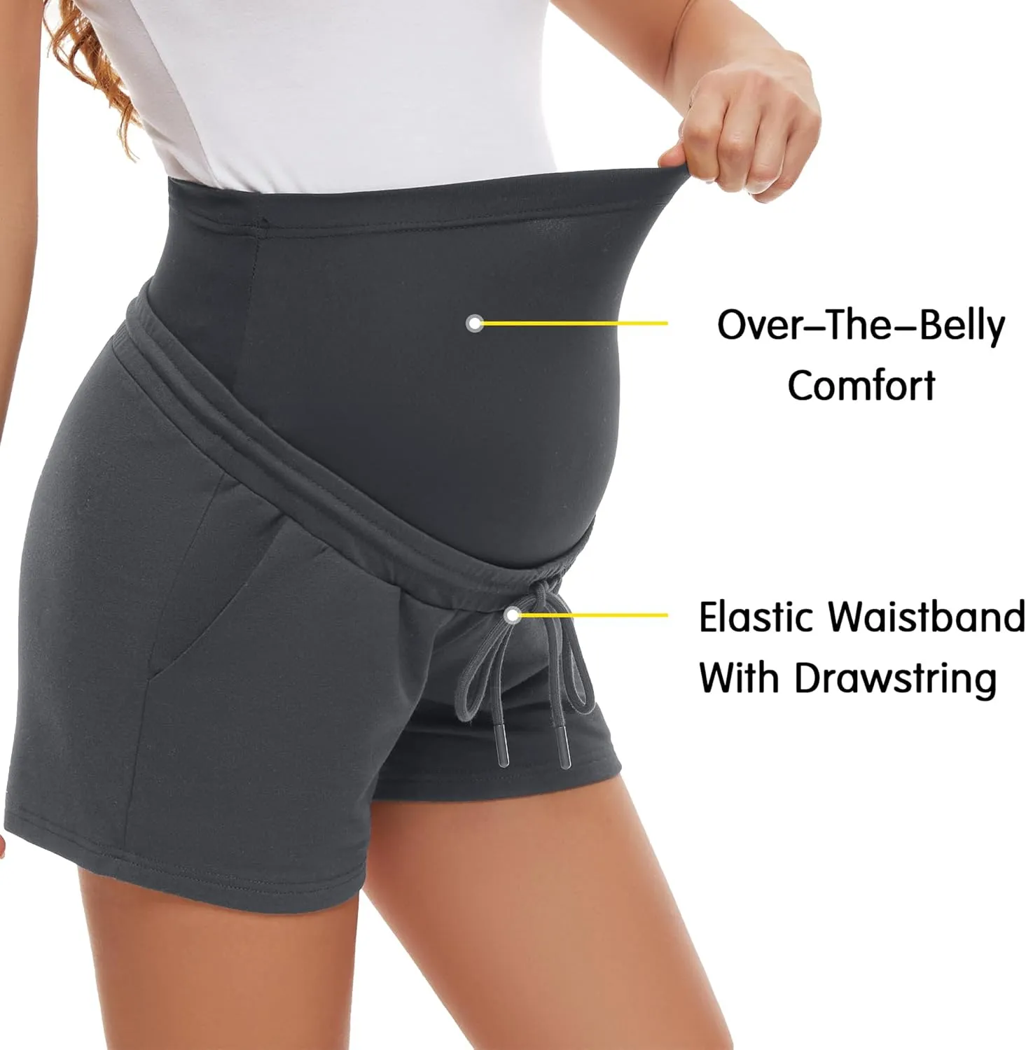 fitglam Women's Maternity Shorts Over The Belly Maternity Comfy Lounge Clothes Pregnancy Athletic Activewear with Pockets