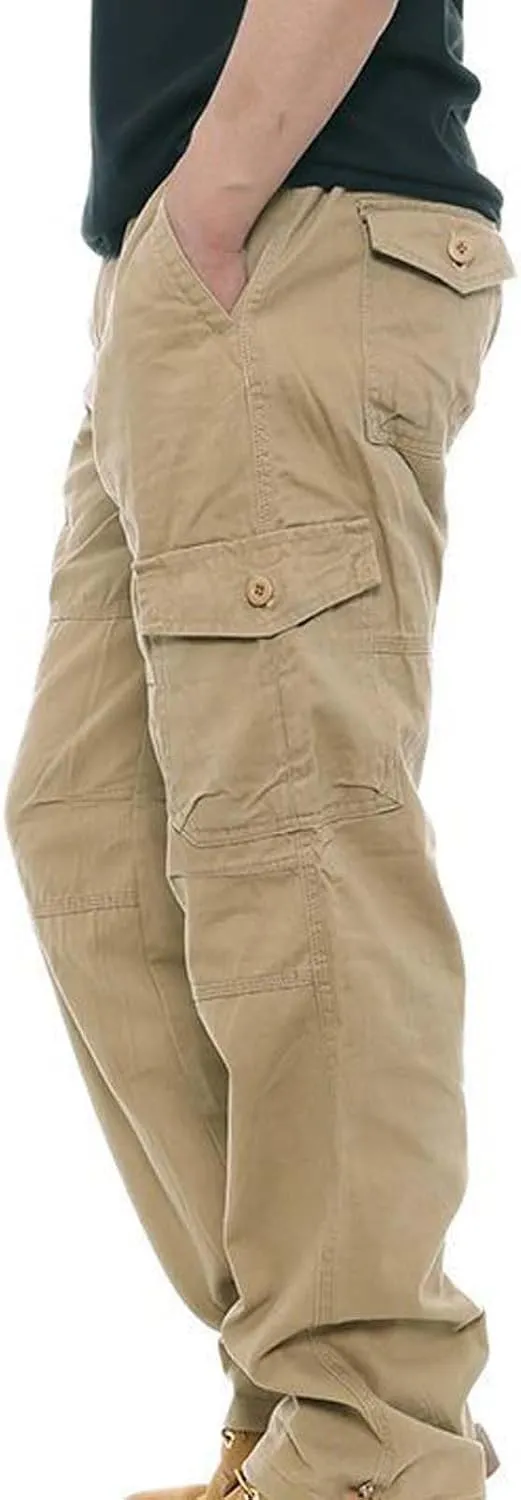 GIERIDUC Men's Drawstring Waist Cargo Pants Sweatpants Men Zipper Pockets Tactical Clothing for Men Heavyweight Joggers Mens
