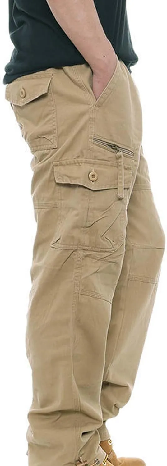 GIERIDUC Men's Drawstring Waist Cargo Pants Sweatpants Men Zipper Pockets Tactical Clothing for Men Heavyweight Joggers Mens