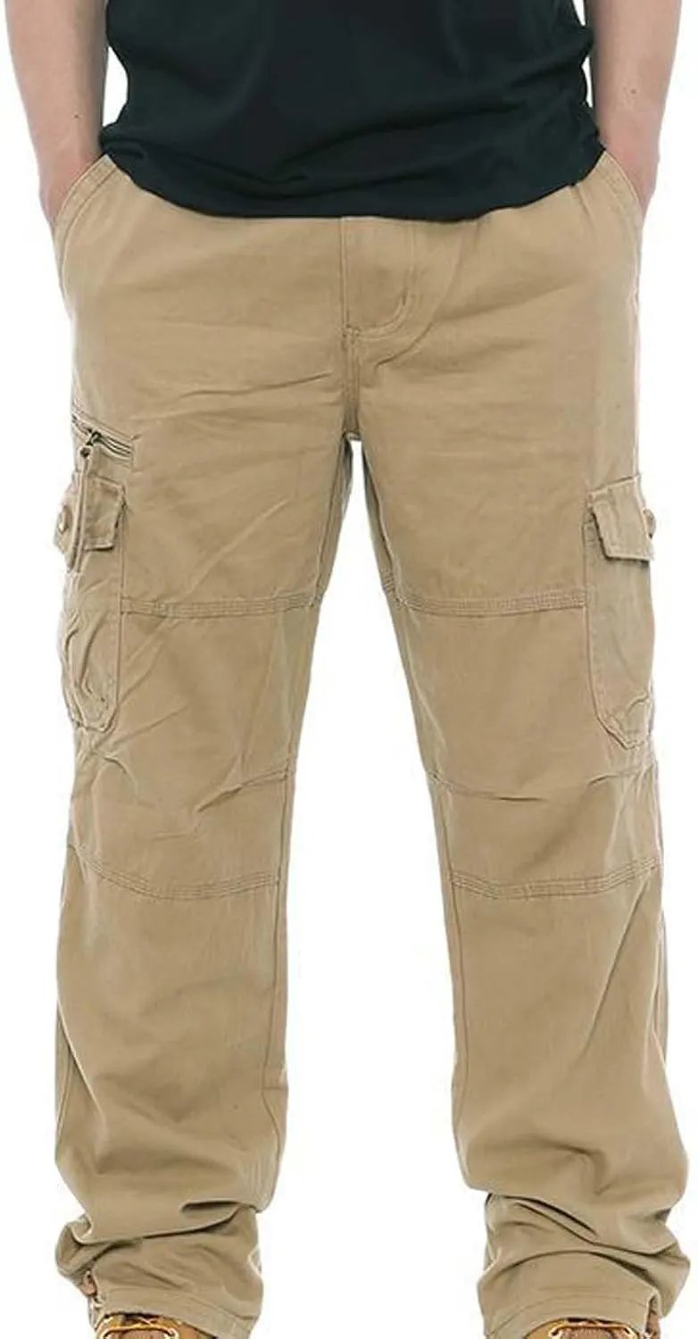 GIERIDUC Men's Drawstring Waist Cargo Pants Sweatpants Men Zipper Pockets Tactical Clothing for Men Heavyweight Joggers Mens