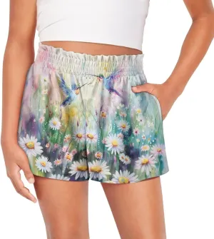 Girls Athletic Shorts Size 1-16 Kids High Waist Butterfly Shorts for Girls Flowy Shorts Summer Butterfly Shorts