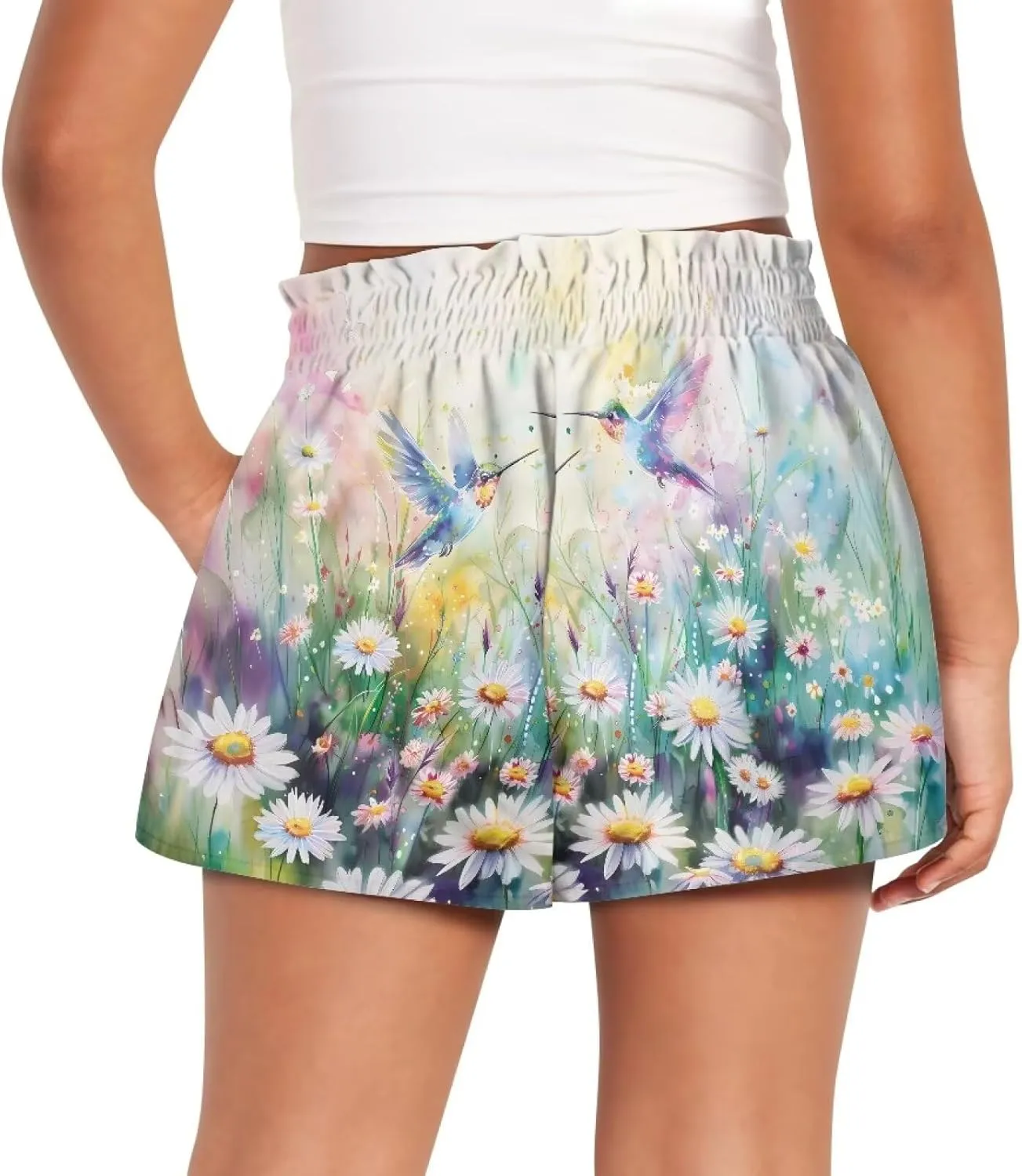 Girls Athletic Shorts Size 1-16 Kids High Waist Butterfly Shorts for Girls Flowy Shorts Summer Butterfly Shorts