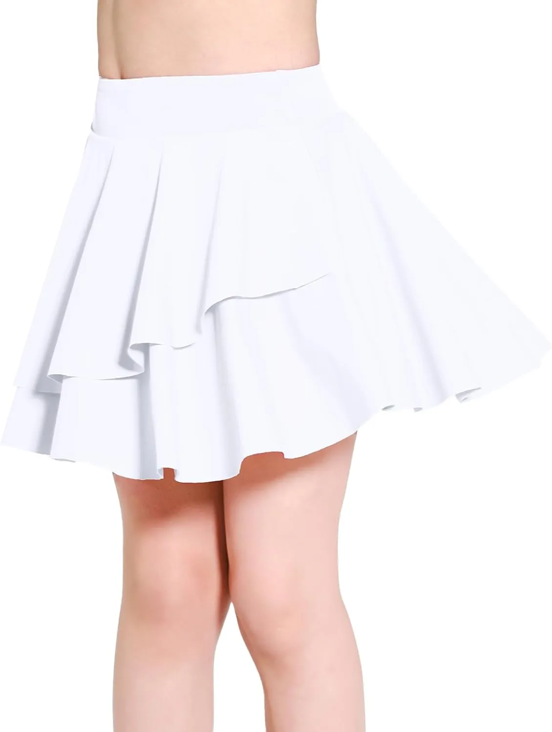 Girls Tennis Skirts Layered Ruffle Athletic Butterfly Flowy Skirts with Pocket Skorts for Girls 5-14Y