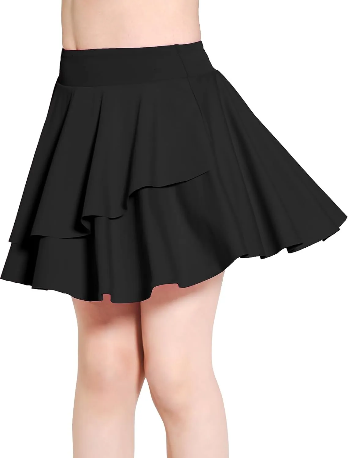 Girls Tennis Skirts Layered Ruffle Athletic Butterfly Flowy Skirts with Pocket Skorts for Girls 5-14Y