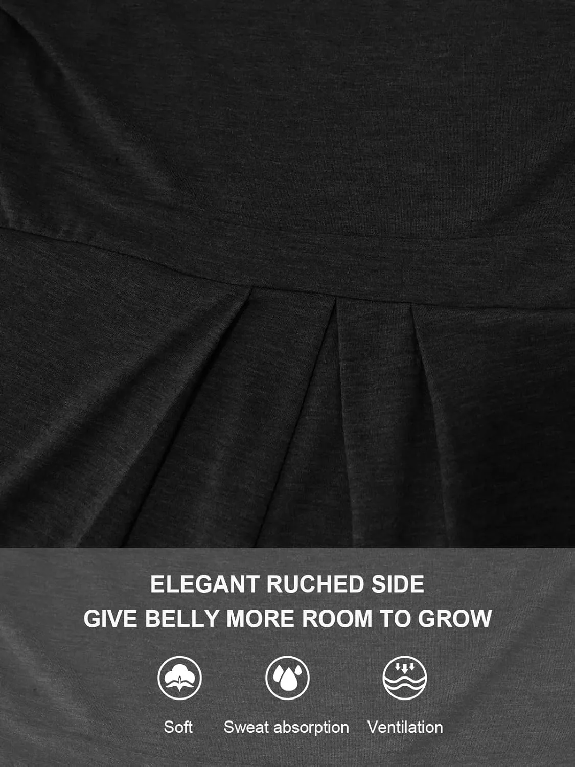 Glampunch Women's Maternity Tops Short & 3/4 Sleeve Round Neck Front Pleat Peplum Tunic Top Pregnancy Shirts