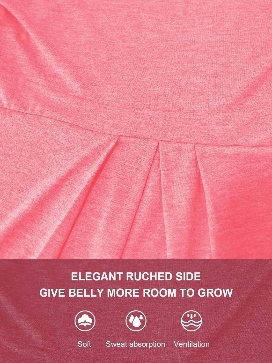 Glampunch Women's Maternity Tops Short & 3/4 Sleeve Round Neck Front Pleat Peplum Tunic Top Pregnancy Shirts