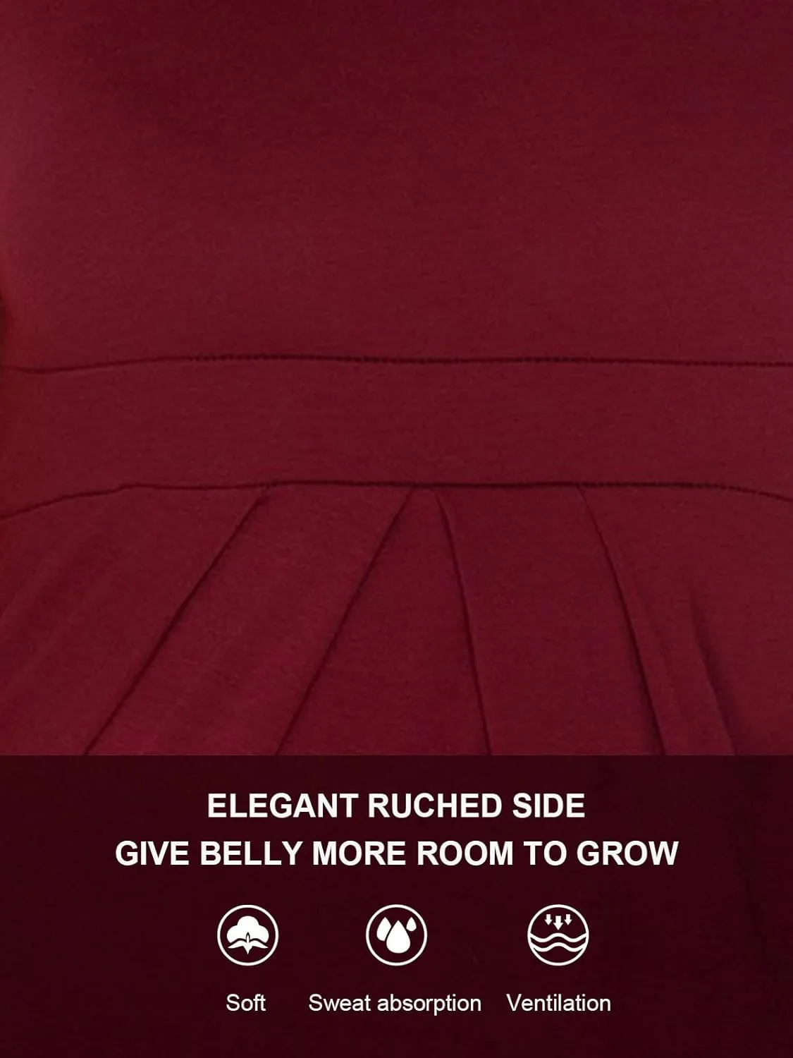 Glampunch Women's Maternity Tops Short & 3/4 Sleeve Round Neck Front Pleat Peplum Tunic Top Pregnancy Shirts