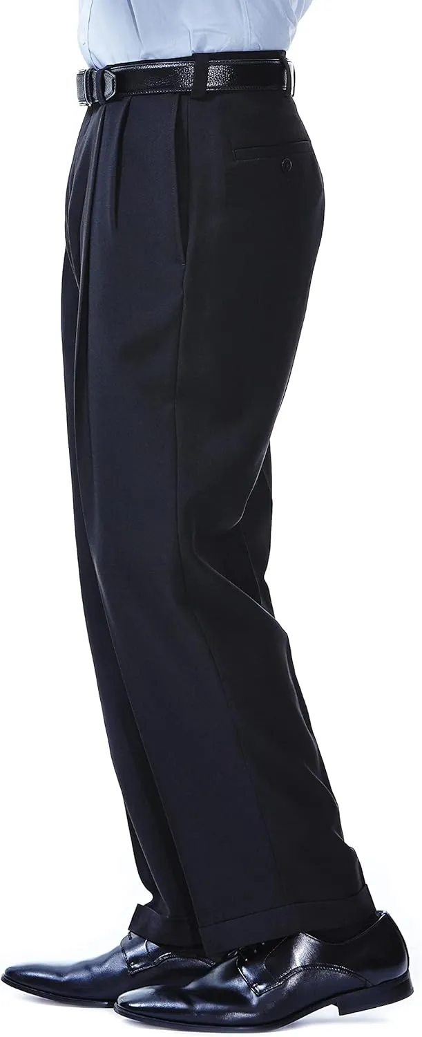 Haggar Men's E Clo Repreve Stria Classic Fit Pleated Front Dress Pant