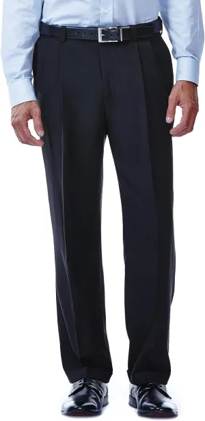 Haggar Men's E Clo Repreve Stria Classic Fit Pleated Front Dress Pant