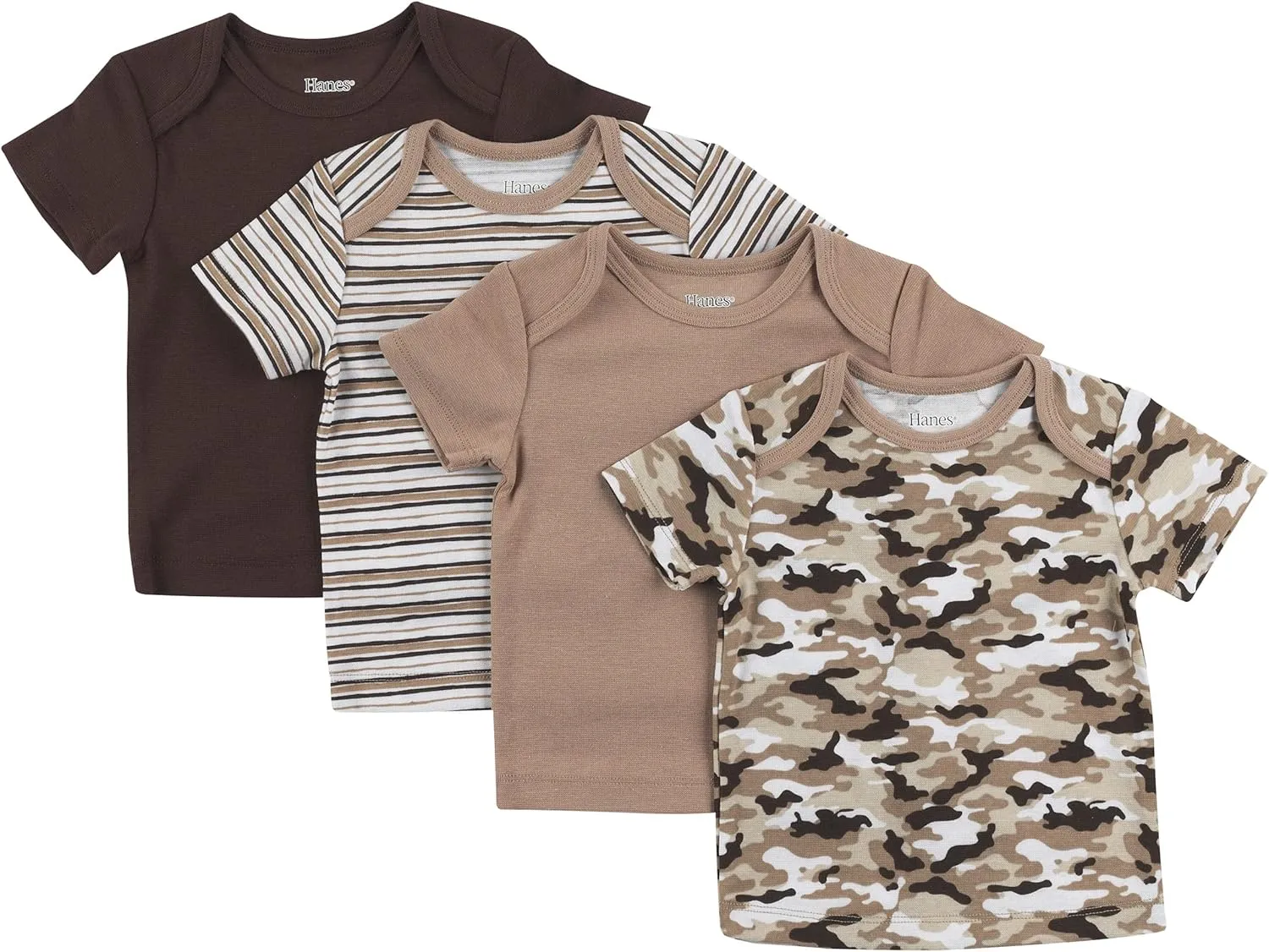 Hanes Baby Short Sleeve Flexy Soft Stretch Expandable Shoulder T-Shirt (4 Pack)
