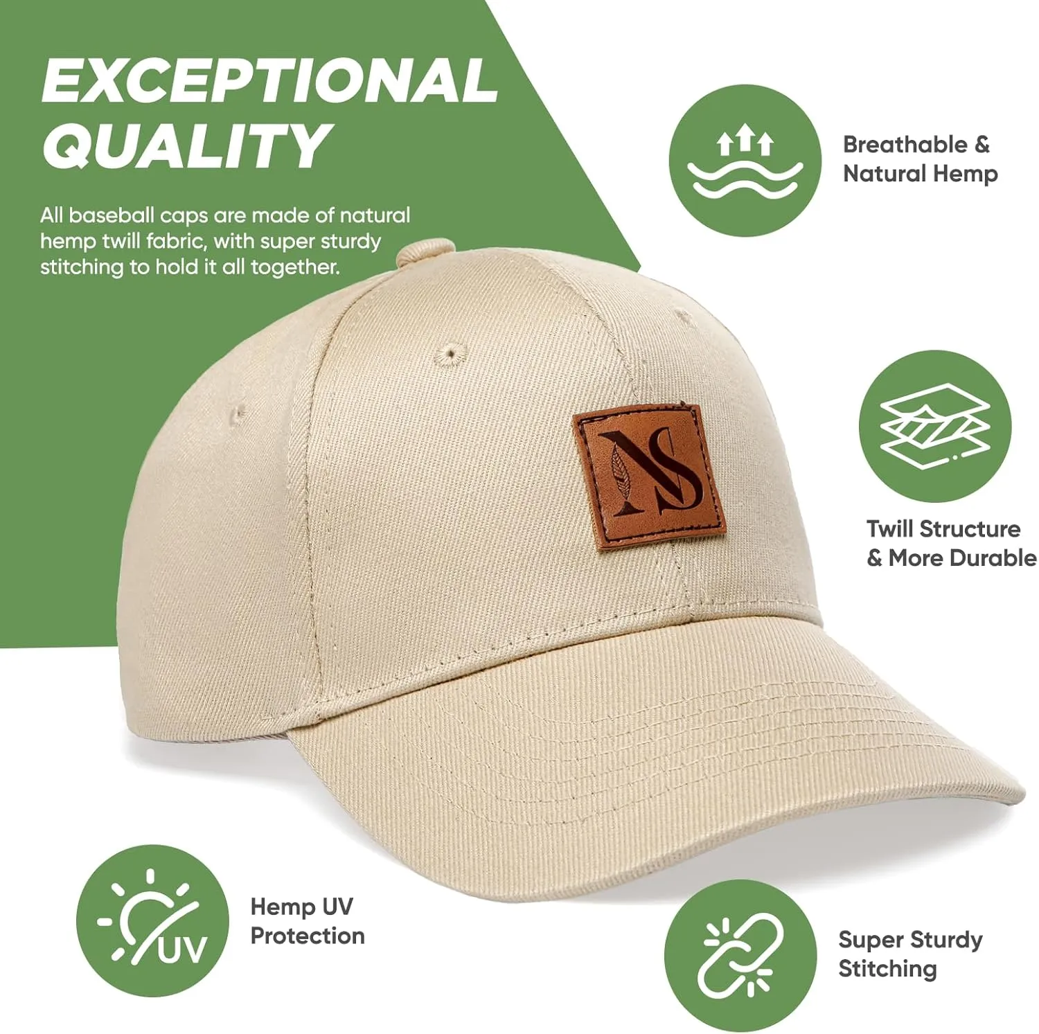 Hemp Snapback Hats for Men & Women, Natural UV Protection, Womens Trucker Hats, Twill Fabric, Mens Baseball Hats