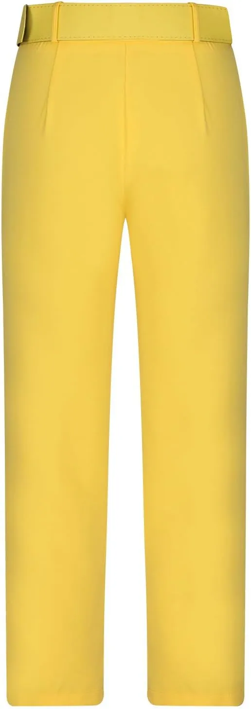 HGps8w Women's High Waisted Suit Pants with Belt Classic Fit Solid Color Straight Leg Business Work Office Dress Trousers