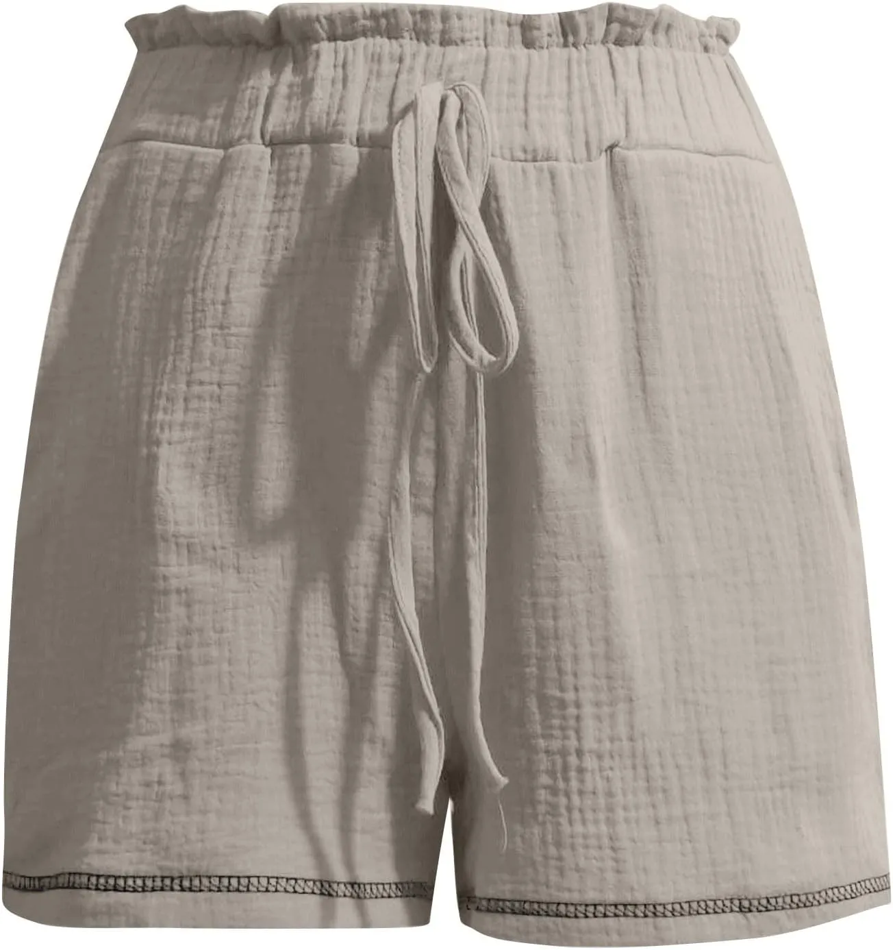 High Waisted Shorts for Women Trendy Summer Ruffle Shorts Drawstring Elastic Waist Flowy Shorts Casual Bermuda Shorts
