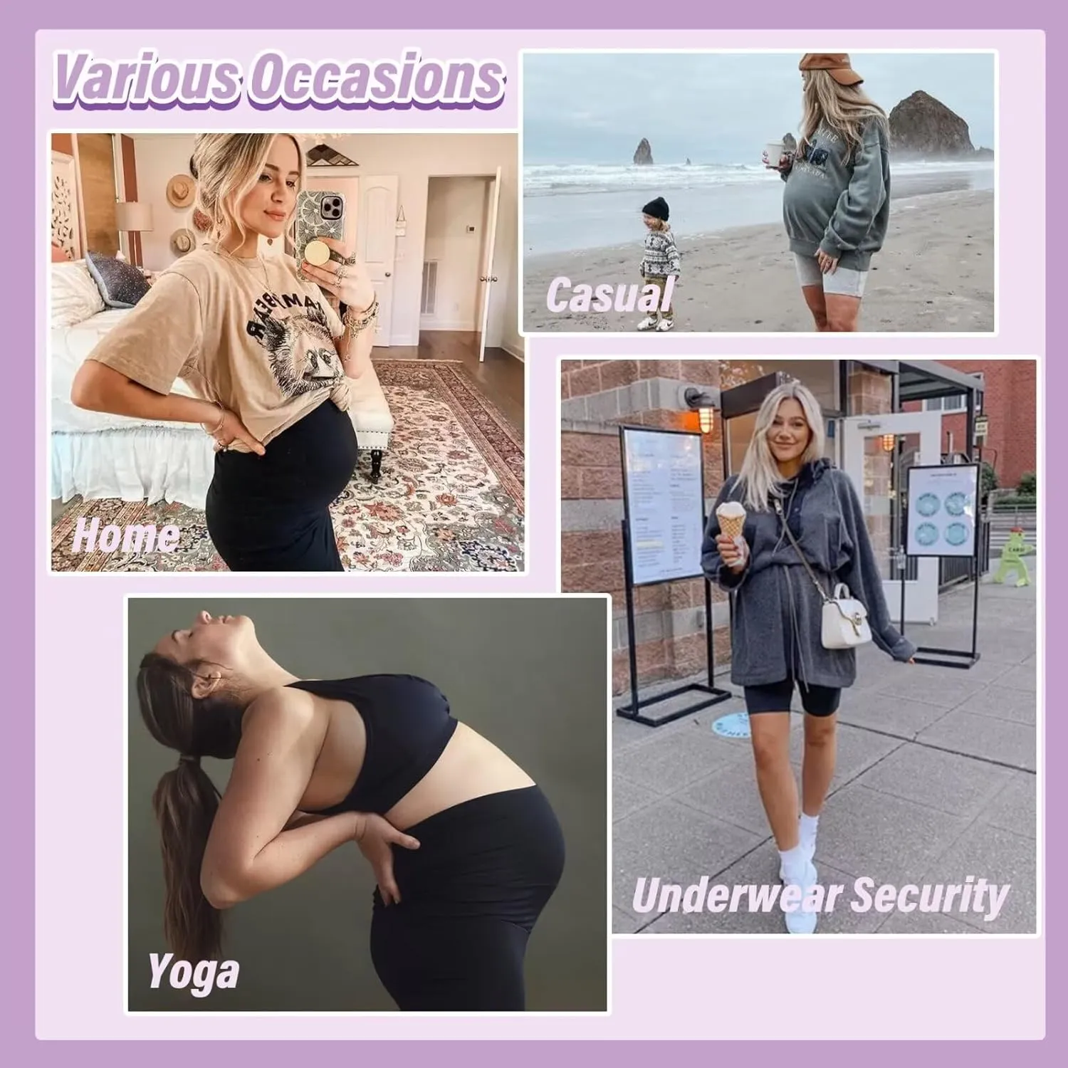 HIGHDAYS 3 Pack Maternity Shorts Over The Belly - 8" Women's Pregnancy Biker for Yoga