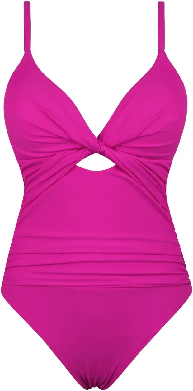 Hilor Women's One Piece Swimsuit Front Twist Keyhole Bathing Suit Sexy Monokini Swimwear Tummy Control