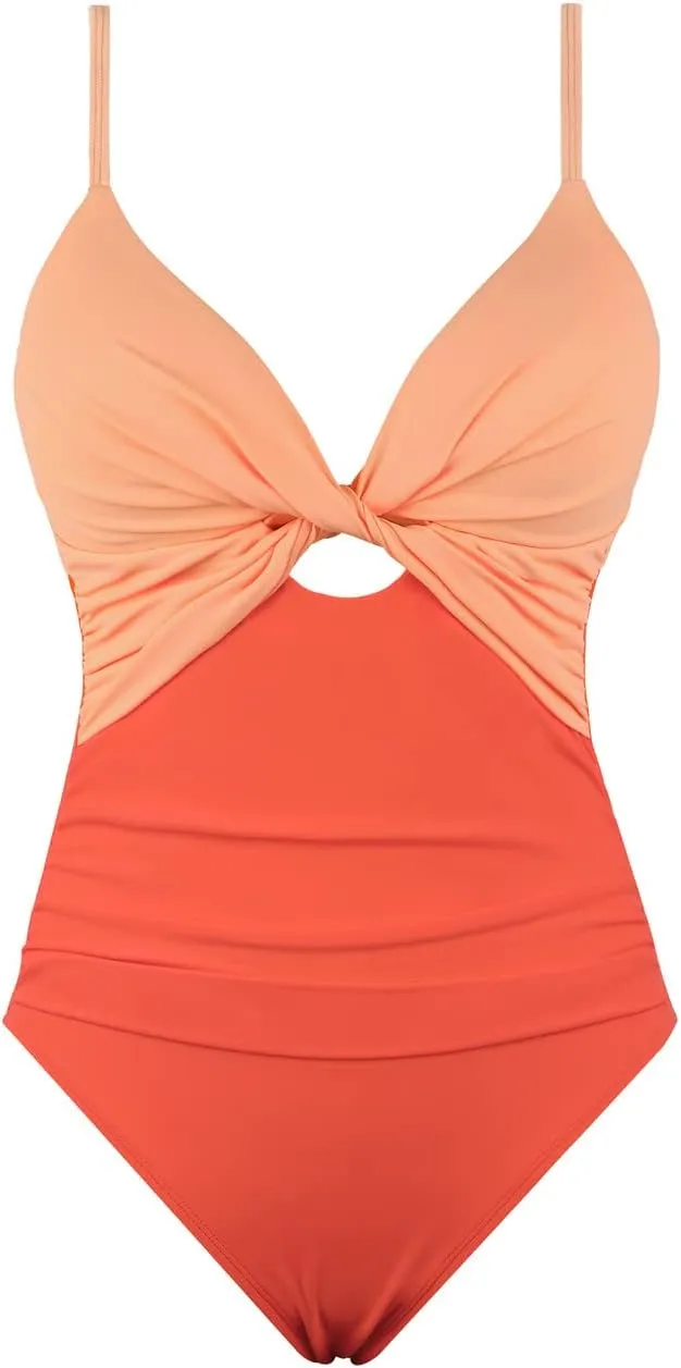 Hilor Women's One Piece Swimsuit Front Twist Keyhole Bathing Suit Sexy Monokini Swimwear Tummy Control