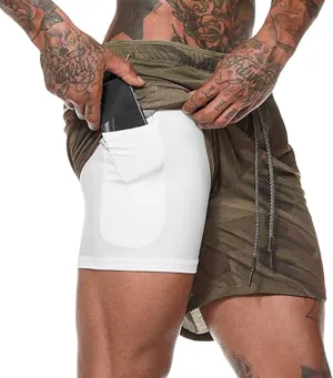 HNVAVQ Men's Running Shorts 2 in 1 Sports Gym Workout Shorts Lightweight Training Shorts Quick Dry Shorts with Pockets