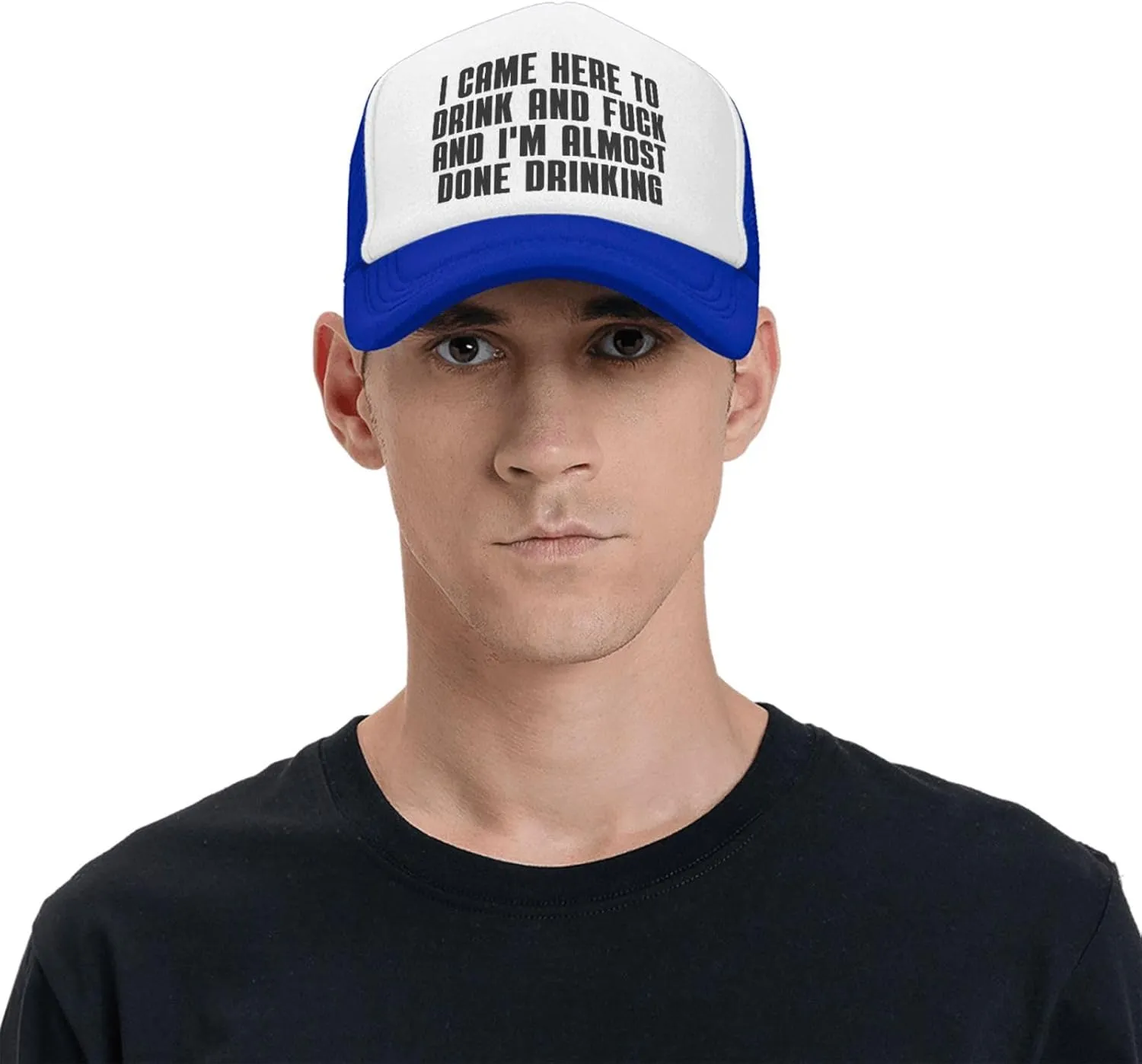 I Came Here to Drink and F Hat I'm Almost Done Drinking Mesh Hat Men Women Trucker Hat Baseball Cap Dad Gift