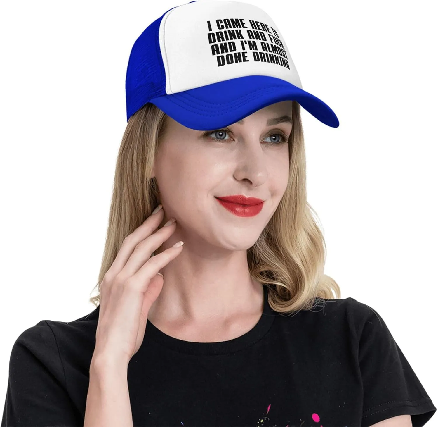 I Came Here to Drink and F Hat I'm Almost Done Drinking Mesh Hat Men Women Trucker Hat Baseball Cap Dad Gift