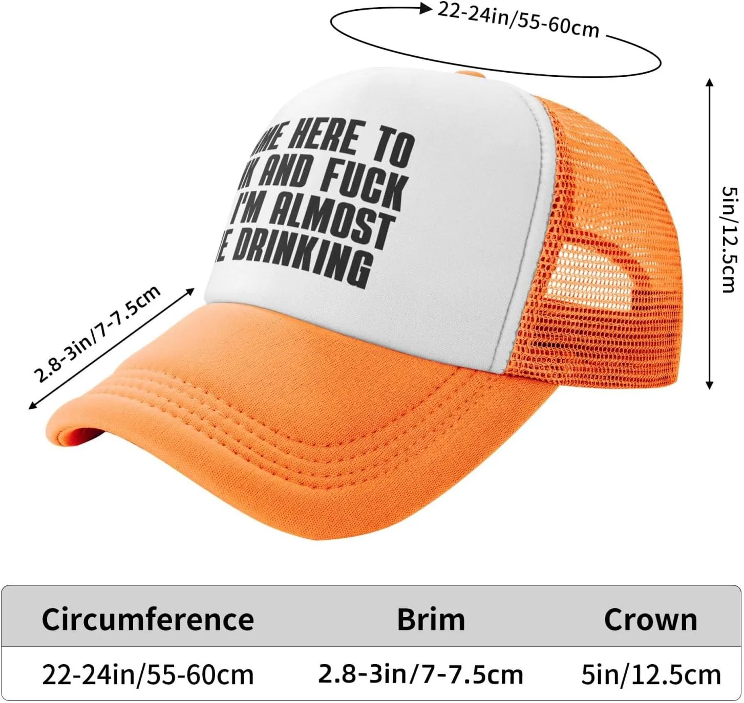 I Came Here to Drink and F Hat I'm Almost Done Drinking Mesh Hat Men Women Trucker Hat Baseball Cap Dad Gift