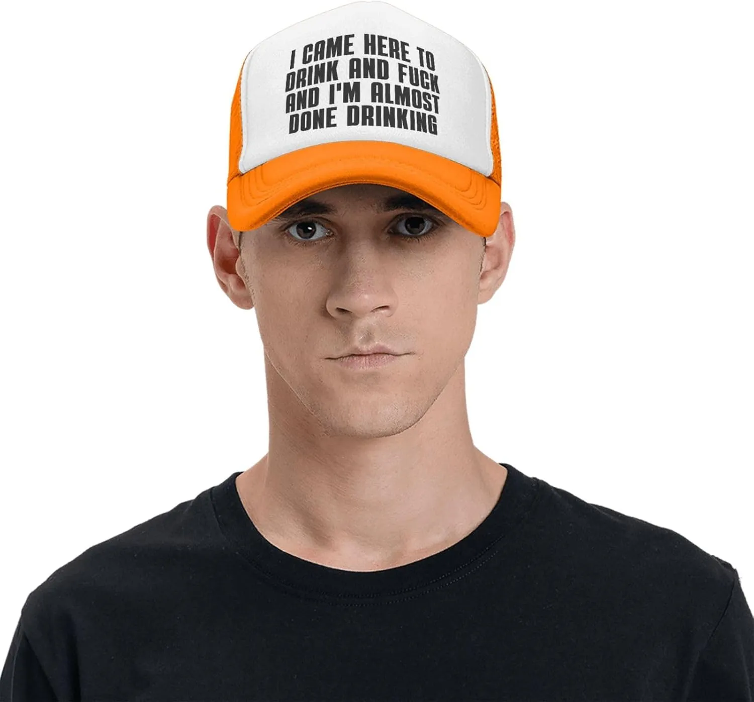 I Came Here to Drink and F Hat I'm Almost Done Drinking Mesh Hat Men Women Trucker Hat Baseball Cap Dad Gift