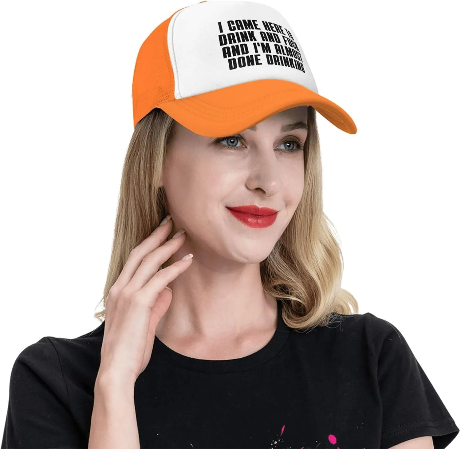 I Came Here to Drink and F Hat I'm Almost Done Drinking Mesh Hat Men Women Trucker Hat Baseball Cap Dad Gift