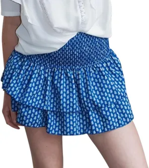 IMISSILLEB Women Ruffle Mini Skirt Smocked Waist Pleated Layered Tiered Flared Skirts Girls A Line Short Flowy Skater Skirt