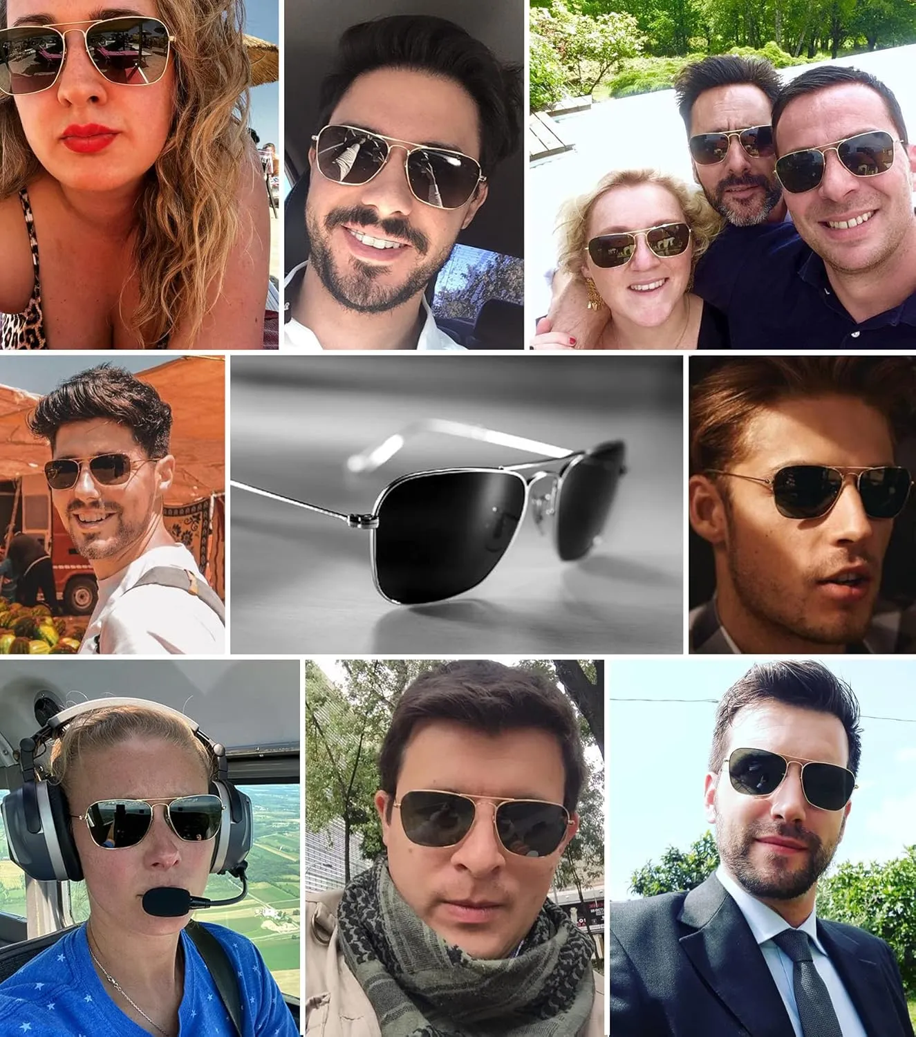 IOHLNG Square Aviator Sunglasses for Women Men Polarized Pilot Military Square Shades Classic Vintage Metal Sun Glasses