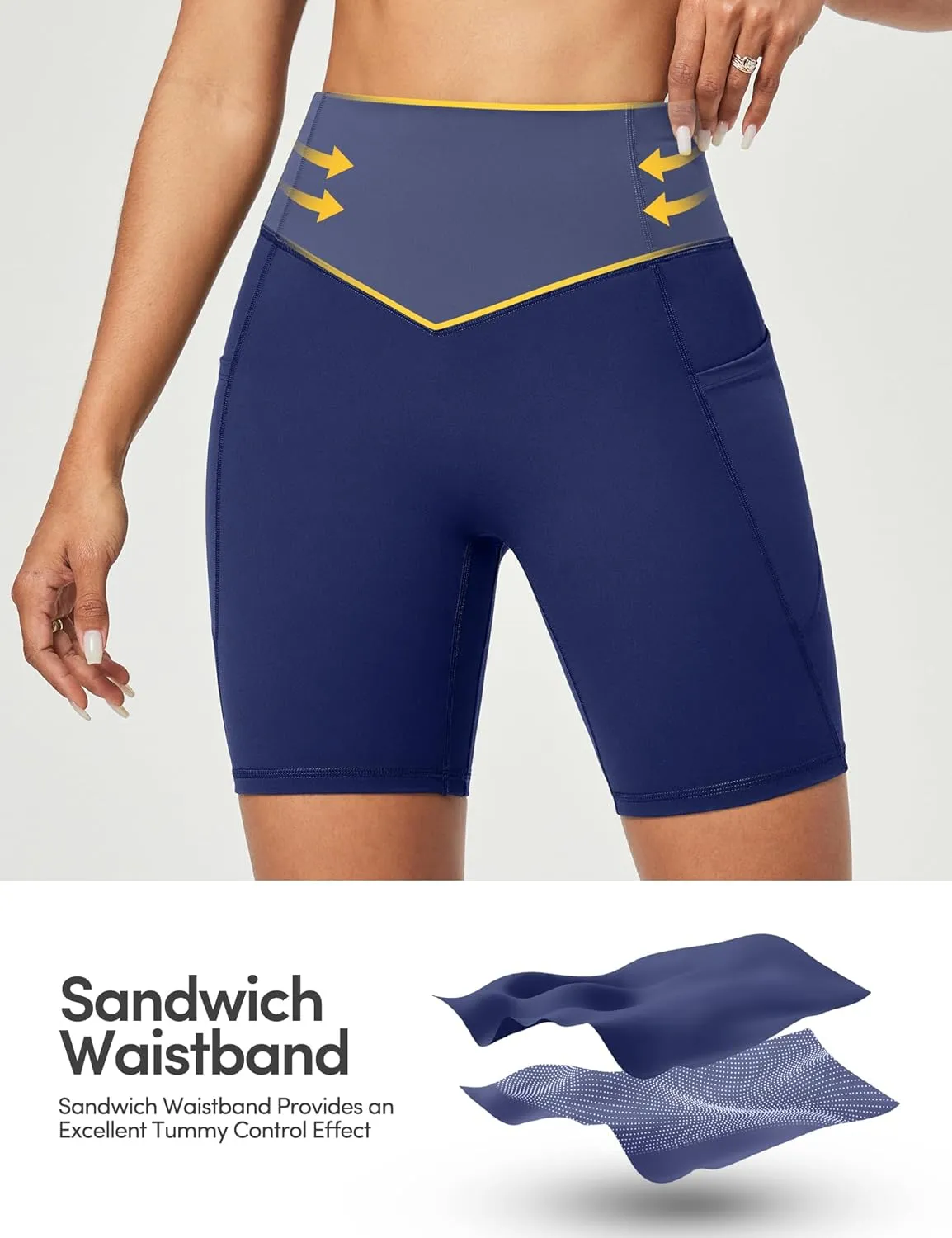 IUGA Gym Shorts Women Scrunch Butt Lifting Tummy Control Biker Shorts with Pockets High Waist Yoga Booty Workout Running 6"