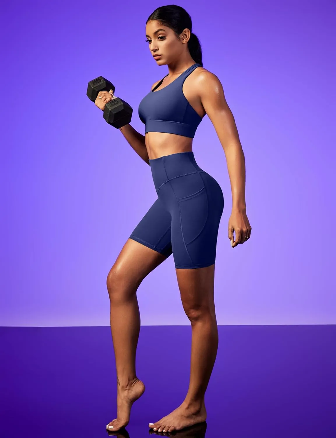 IUGA Gym Shorts Women Scrunch Butt Lifting Tummy Control Biker Shorts with Pockets High Waist Yoga Booty Workout Running 6"
