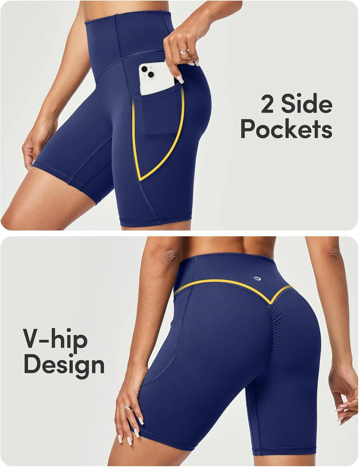 IUGA Gym Shorts Women Scrunch Butt Lifting Tummy Control Biker Shorts with Pockets High Waist Yoga Booty Workout Running 6"