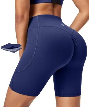 IUGA Gym Shorts Women Scrunch Butt Lifting Tummy Control Biker Shorts with Pockets High Waist Yoga Booty Workout Running 6"