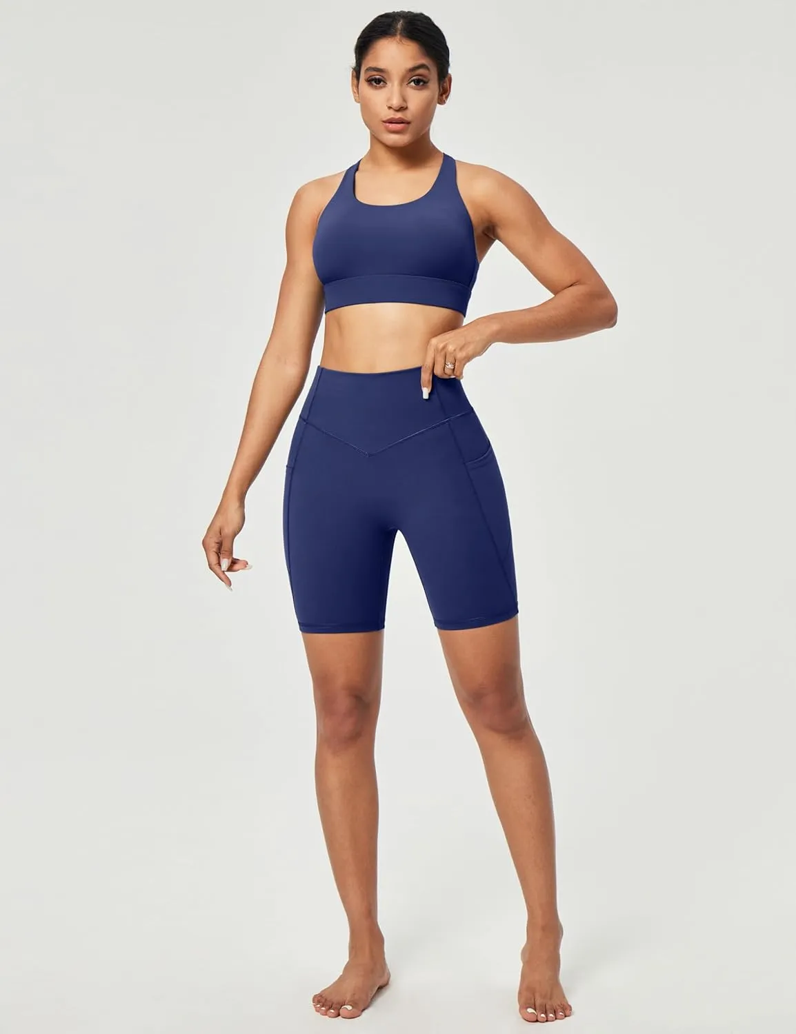 IUGA Gym Shorts Women Scrunch Butt Lifting Tummy Control Biker Shorts with Pockets High Waist Yoga Booty Workout Running 6"