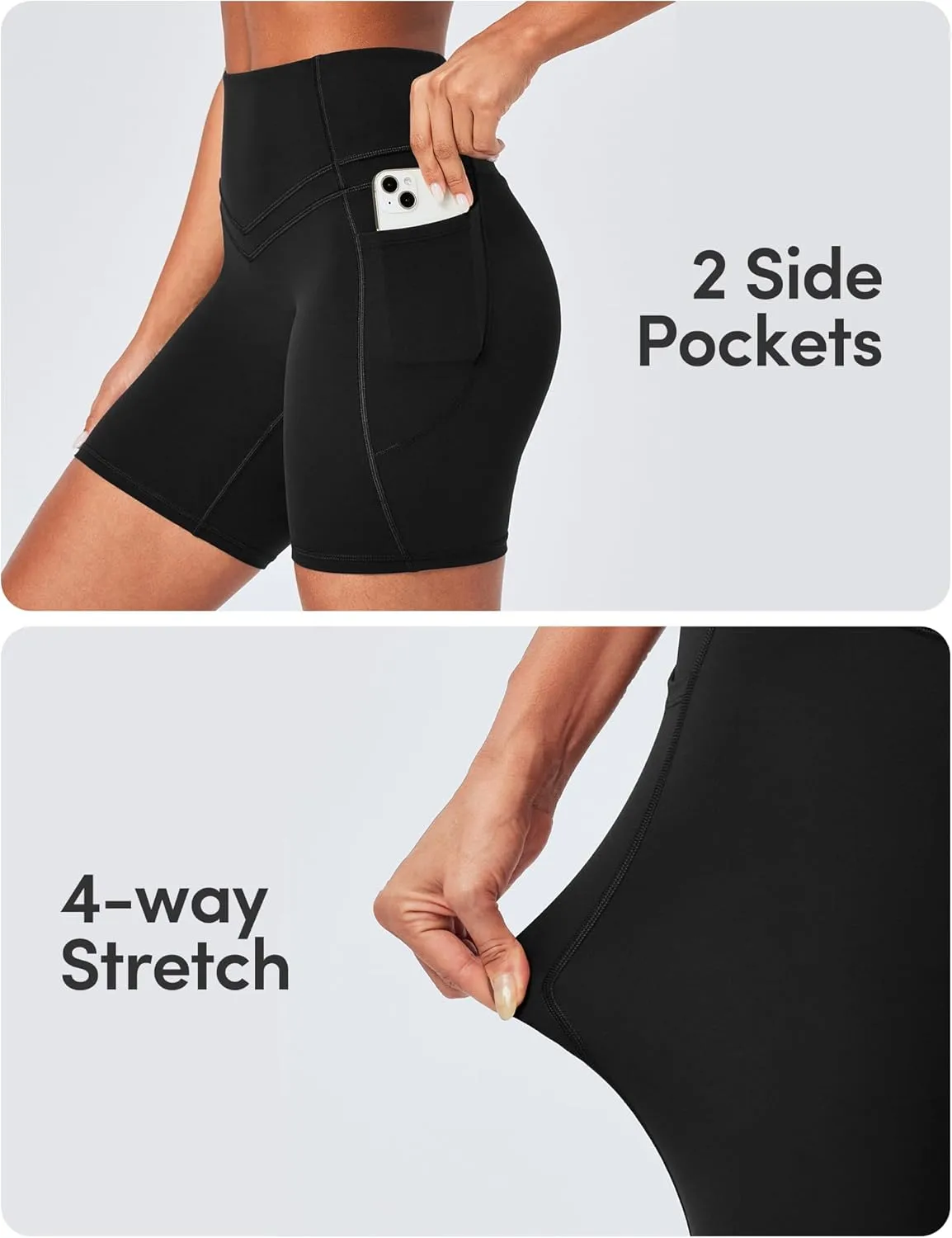 IUGA Tummy Control Biker Shorts Women with Pockets Workout Gym Shorts High Waisted Yoga Running Compression Shorts Spandex