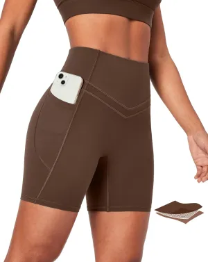 IUGA Tummy Control Biker Shorts Women with Pockets Workout Gym Shorts High Waisted Yoga Running Compression Shorts Spandex