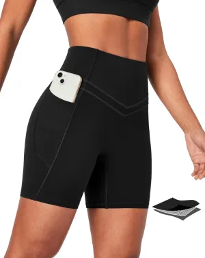 IUGA Tummy Control Biker Shorts Women with Pockets Workout Gym Shorts High Waisted Yoga Running Compression Shorts Spandex