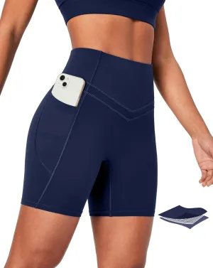 IUGA Tummy Control Biker Shorts Women with Pockets Workout Gym Shorts High Waisted Yoga Running Compression Shorts Spandex