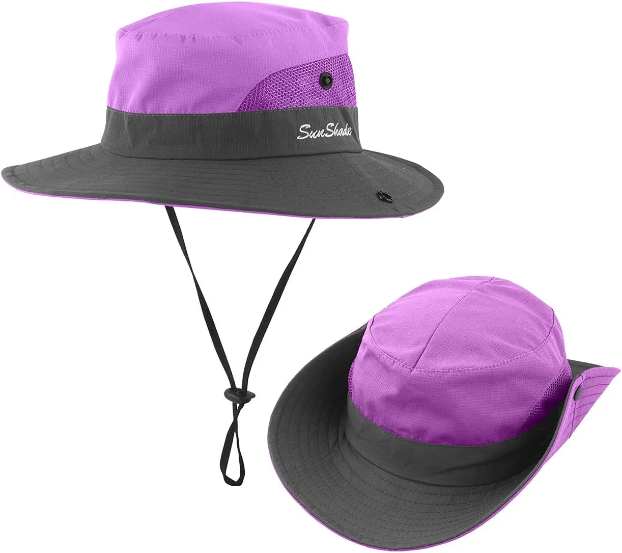 IYEBRAO 2 Pack Womens Ponytail Sun Hat UV Protection Bucket Hats Foldable Wide Brim Summer Boonie Beach Cap Fishing Hiking…