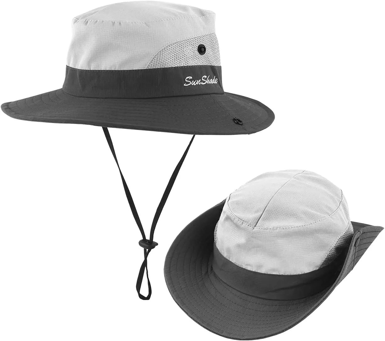 IYEBRAO 2 Pack Womens Ponytail Sun Hat UV Protection Bucket Hats Foldable Wide Brim Summer Boonie Beach Cap Fishing Hiking…