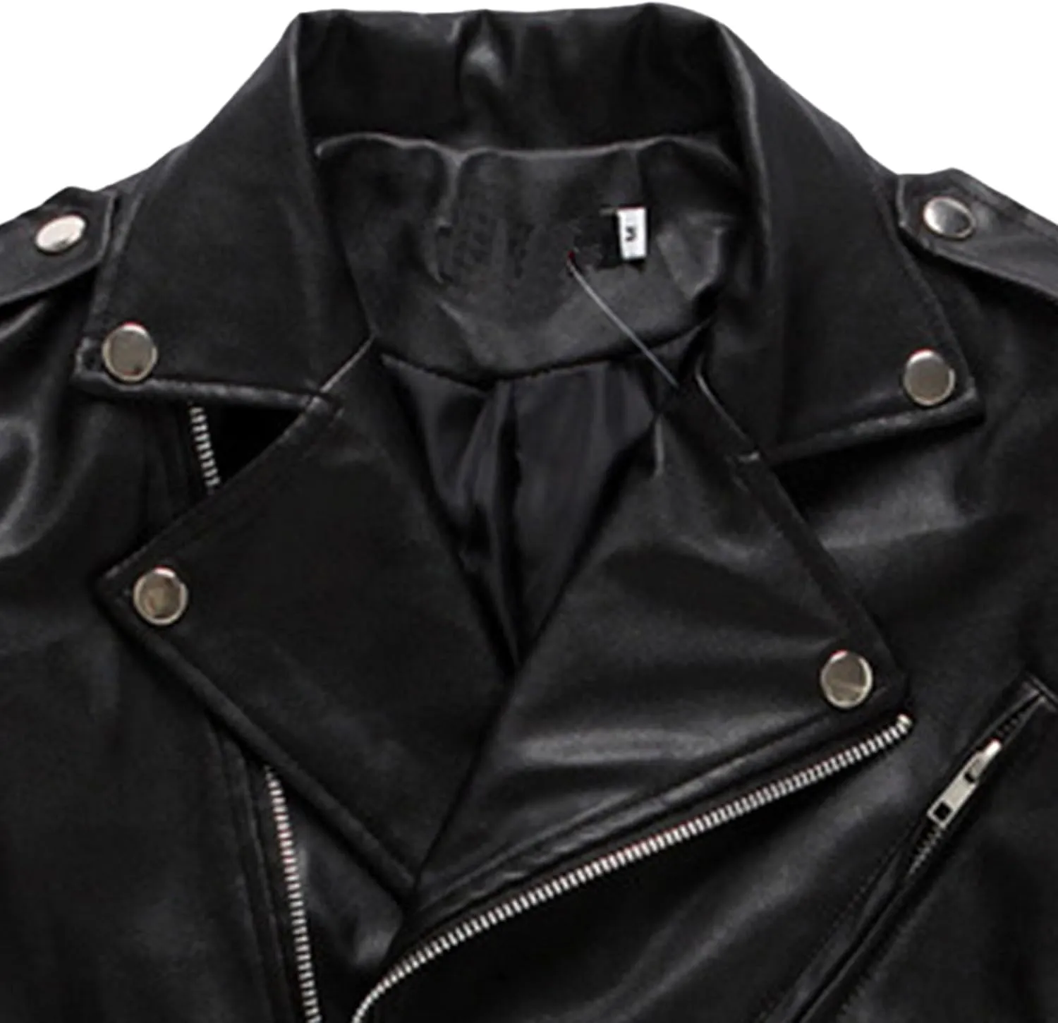JEsilunmaMY Men's Asymmetric Zip Belt Leather Jacket Suit Collar Vintage Motorcycle Biker Jacket Winter Slim Bomber Jacket