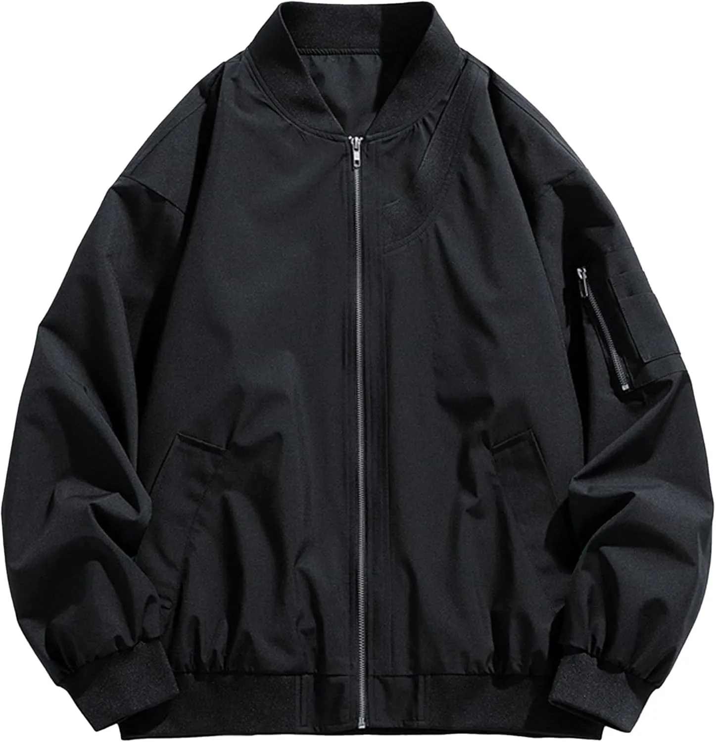 JEsilunmaMY Men's Casual Bomber Jacket Lightweight Baseball Jacket Windbreaker Jackets Windproof Zip Up Coats with 5 Pockets
