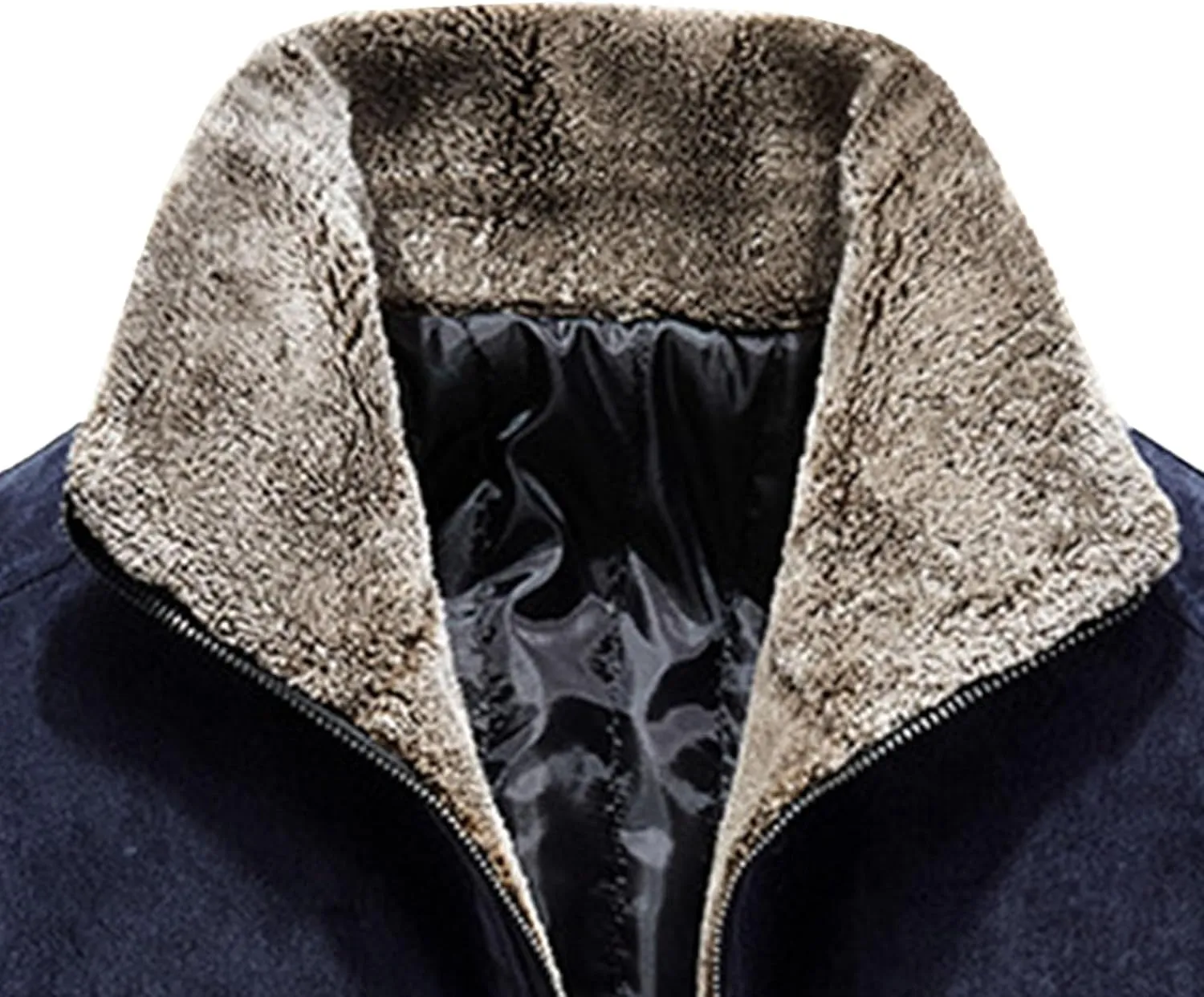 JEsilunmaMY Men's Fur Collar Winter Corduroy Jacket Full Zip Casual Cotton Quilted Jacket Warm Thicken Business Bomber Jacket