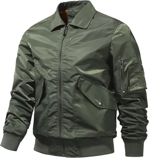 JEsilunmaMY Men's Lightweight Lapel Bomber Jacket Zip Up Baseball Varsity Jacket Coat Warm Winter Windbreaker Padded Coats