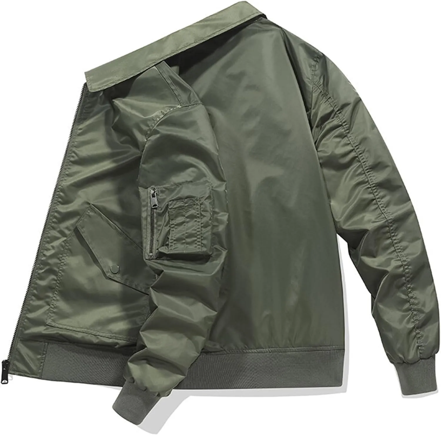 JEsilunmaMY Men's Lightweight Lapel Bomber Jacket Zip Up Baseball Varsity Jacket Coat Warm Winter Windbreaker Padded Coats