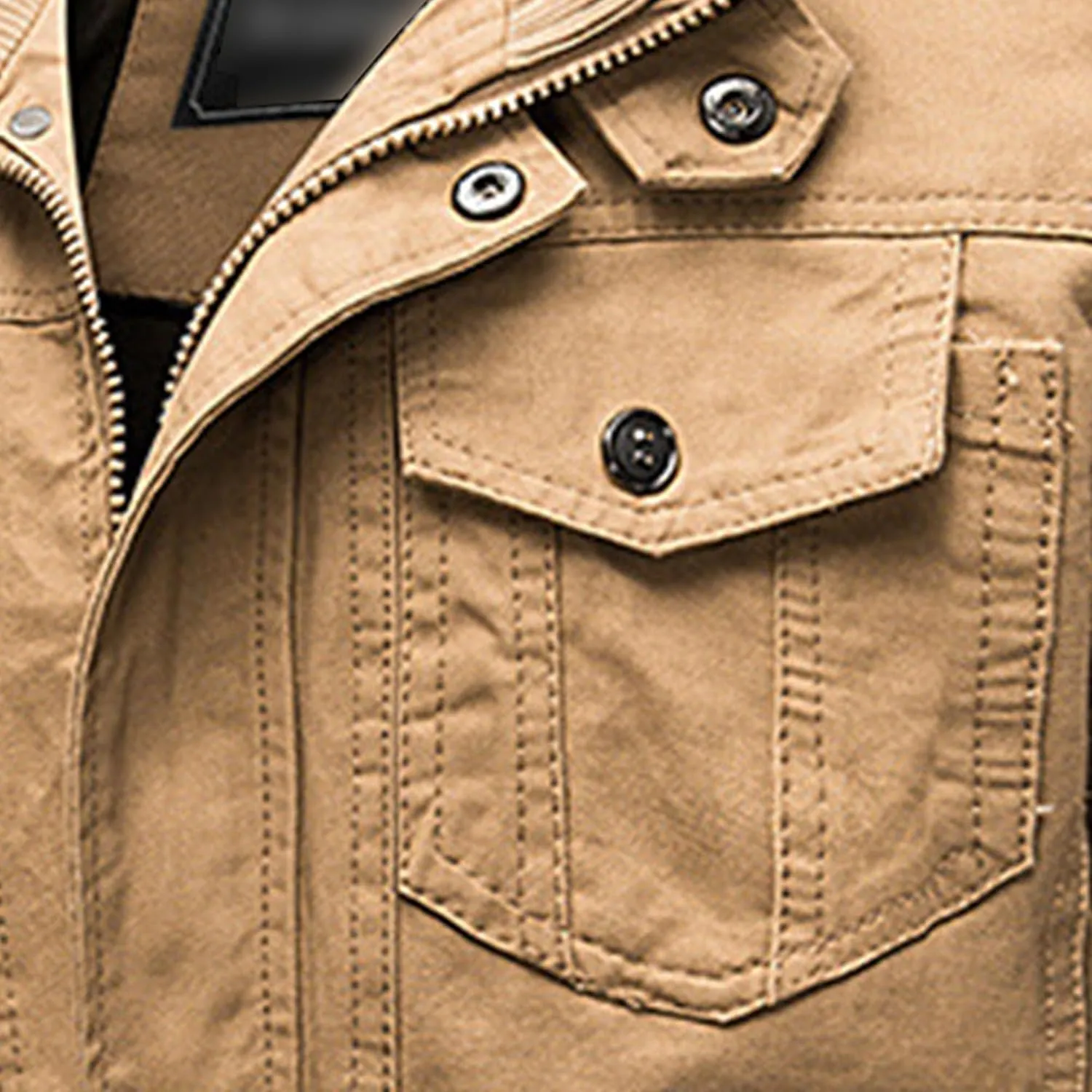 JEsilunmaMY Men's Loose Outdoor Cotton Military Jacket Stand Collar Multi-Pocket Cargo Coat Casual Bomber Jacket Windbreaker