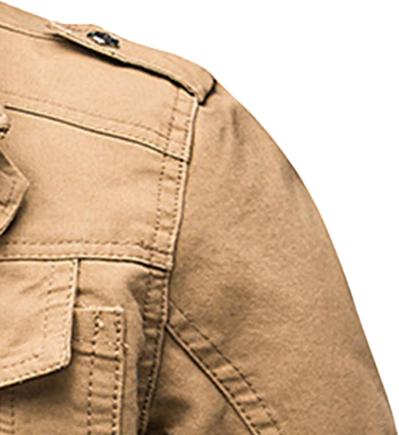 JEsilunmaMY Men's Loose Outdoor Cotton Military Jacket Stand Collar Multi-Pocket Cargo Coat Casual Bomber Jacket Windbreaker