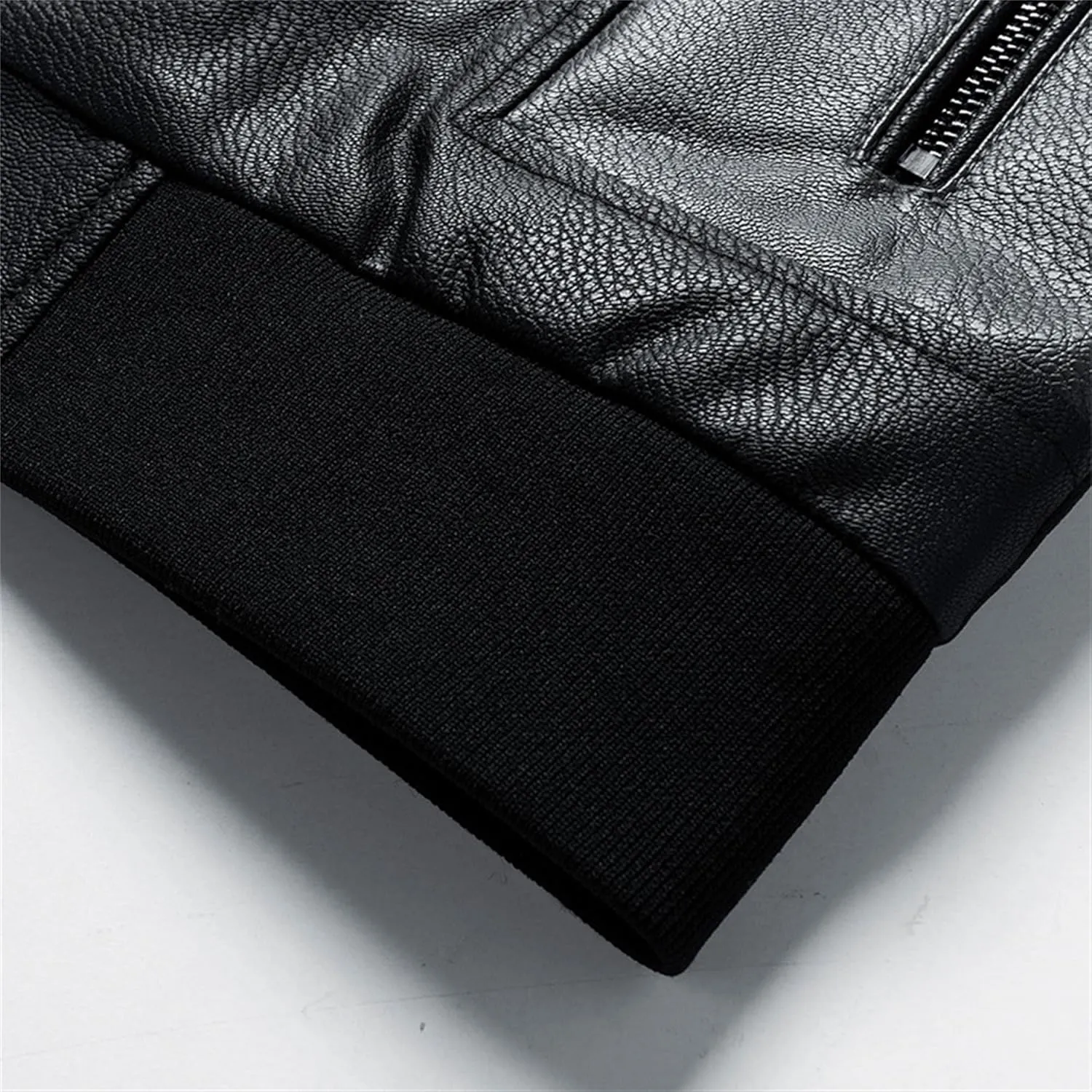 JEsilunmaMY Men's Slim Mock Neck Leather Jacket Zip Up Casual Baseball Bomber Jacket Fall Winter Motorcycle Windbreaker