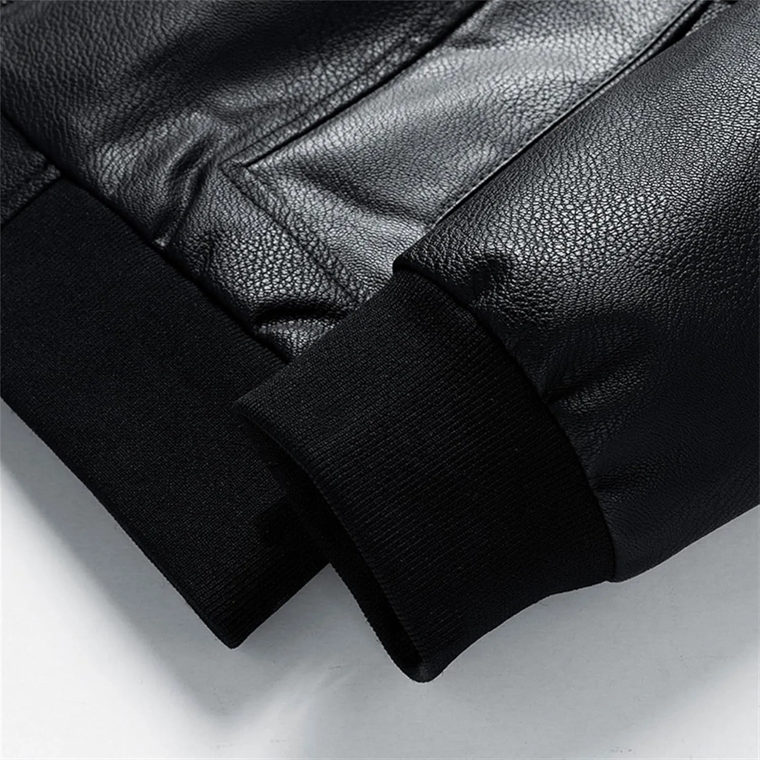 JEsilunmaMY Men's Slim Mock Neck Leather Jacket Zip Up Casual Baseball Bomber Jacket Fall Winter Motorcycle Windbreaker