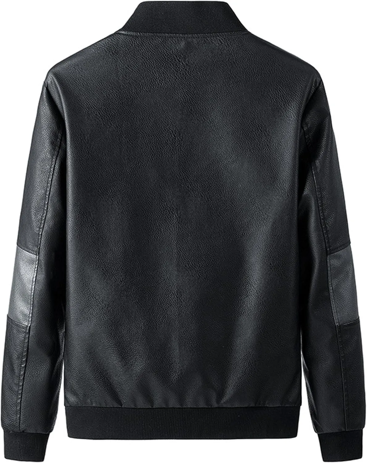 JEsilunmaMY Men's Slim Mock Neck Leather Jacket Zip Up Casual Baseball Bomber Jacket Fall Winter Motorcycle Windbreaker