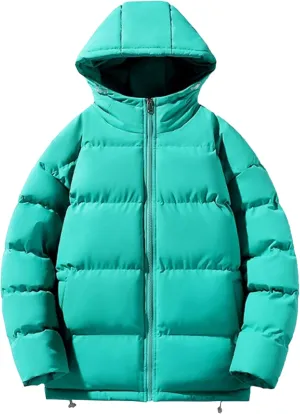 JEsilunmaMY Men's Solid Color Hooded Puffer Jackets Windproof Thicken Warm Padded Jackets Insulated Down Quilted Winter Coats